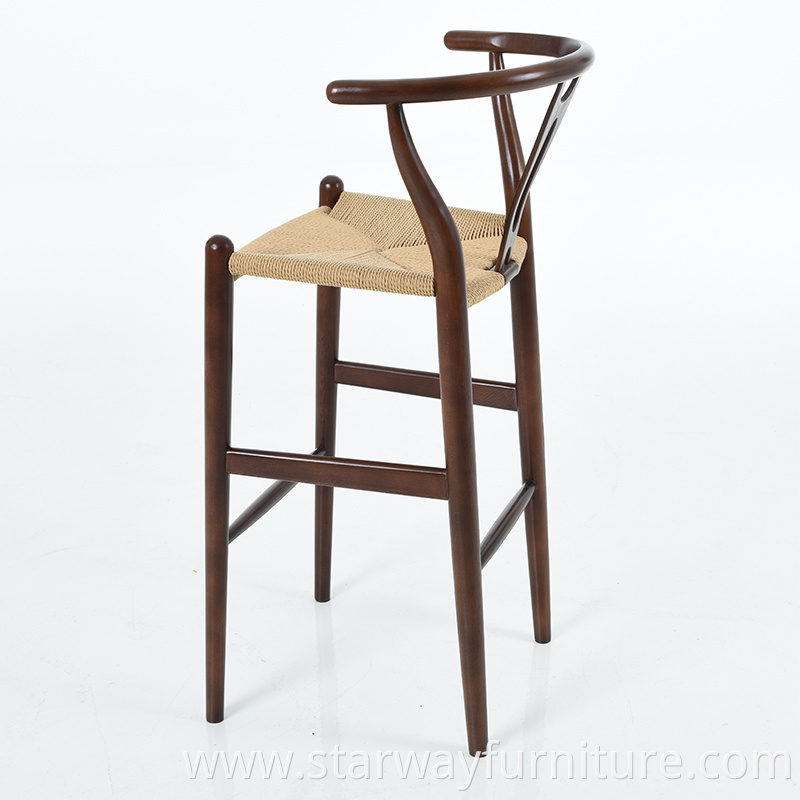 Modern Simple Wishbone Y Cafe Solid Wood Bar stool Beech Wood High stool Bar Stool